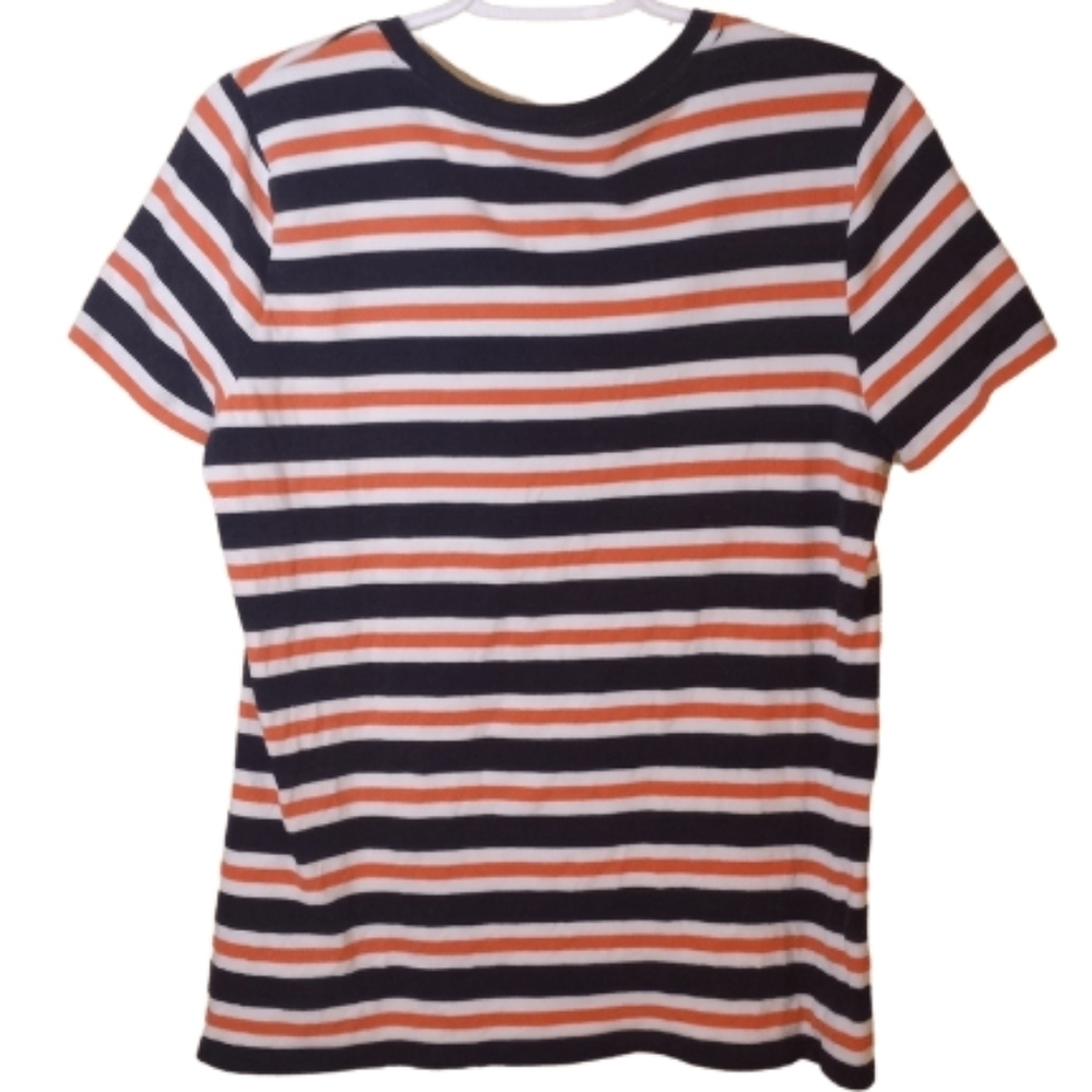michael Kors Red White & Blue striped womens tee shirt Large rhinestone EUC - Picture 2 of 3